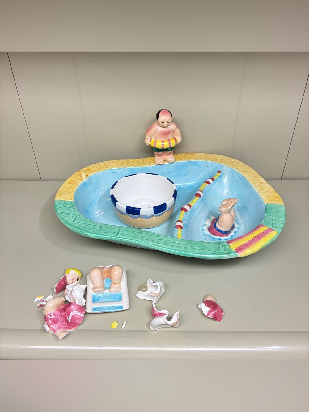 Chip Dip Tray Swimming Pool Take A Dip Serving Bowl Lotus & Bella Casa Bowl